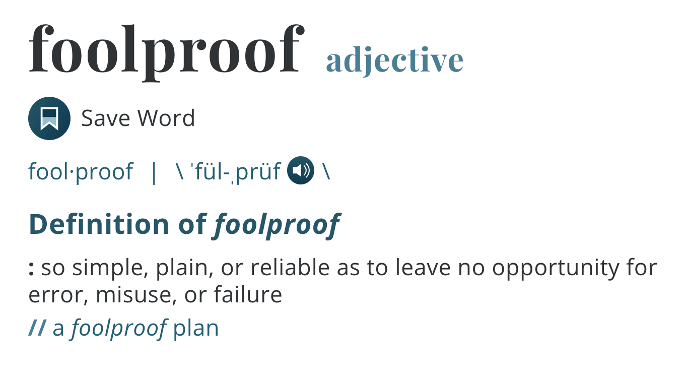 foolproof definition معنی به فارسی