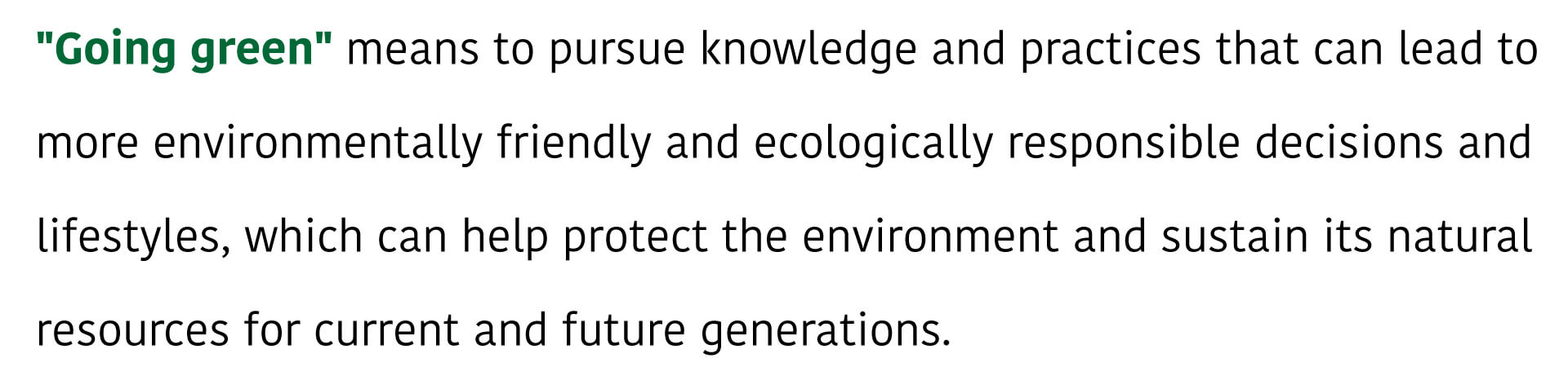 GOING GREEN IELTS SPEAKING ABOUT THE ENVIRONMENT