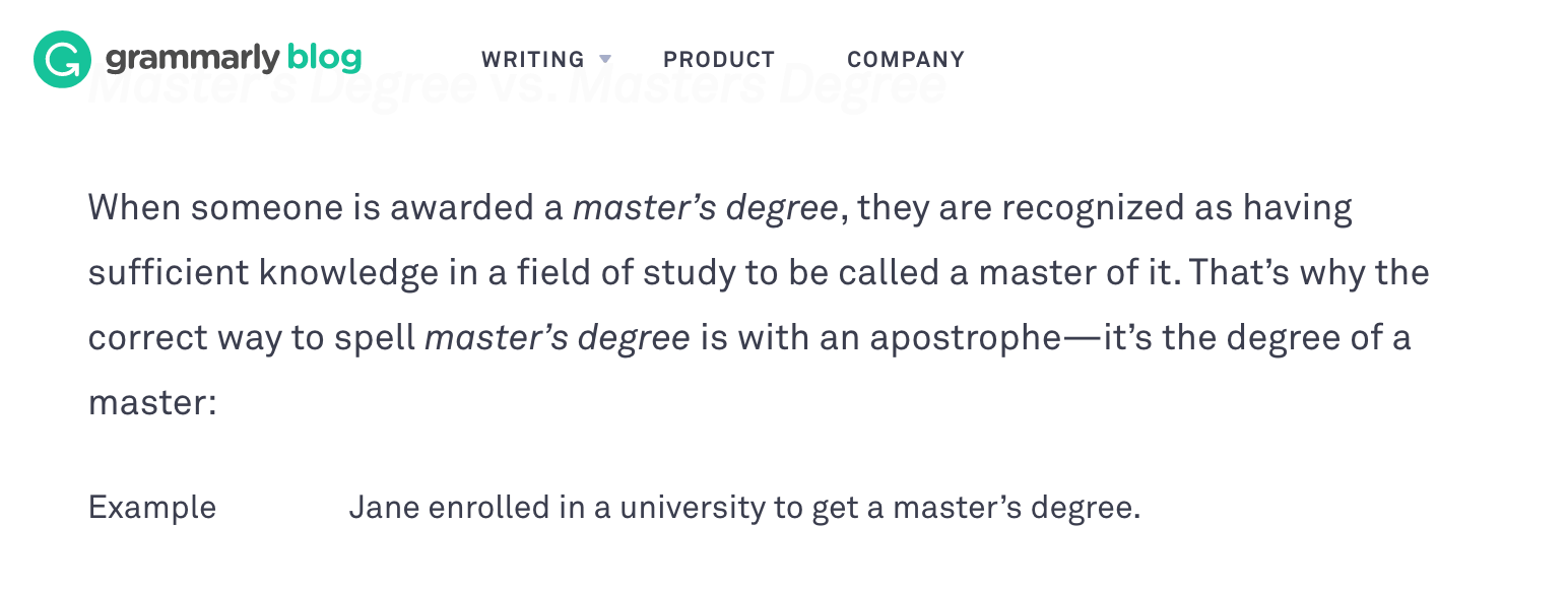 master's or master