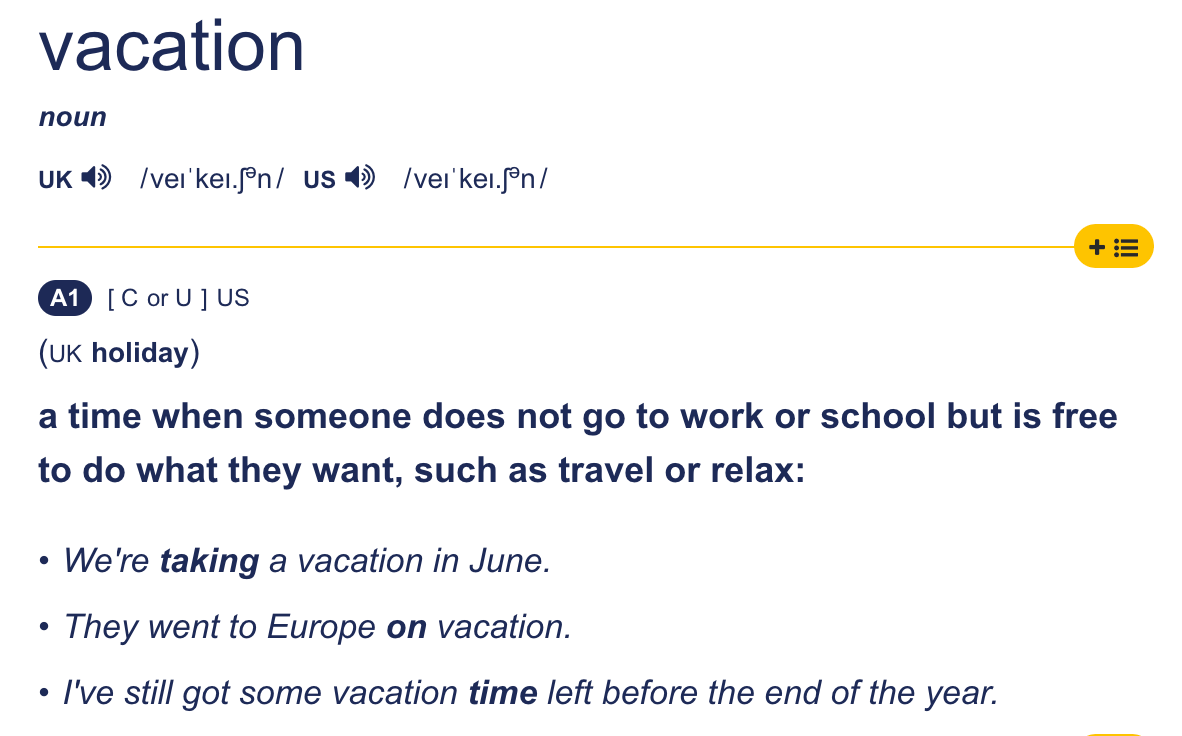 فرق vacation و holiday چیه 